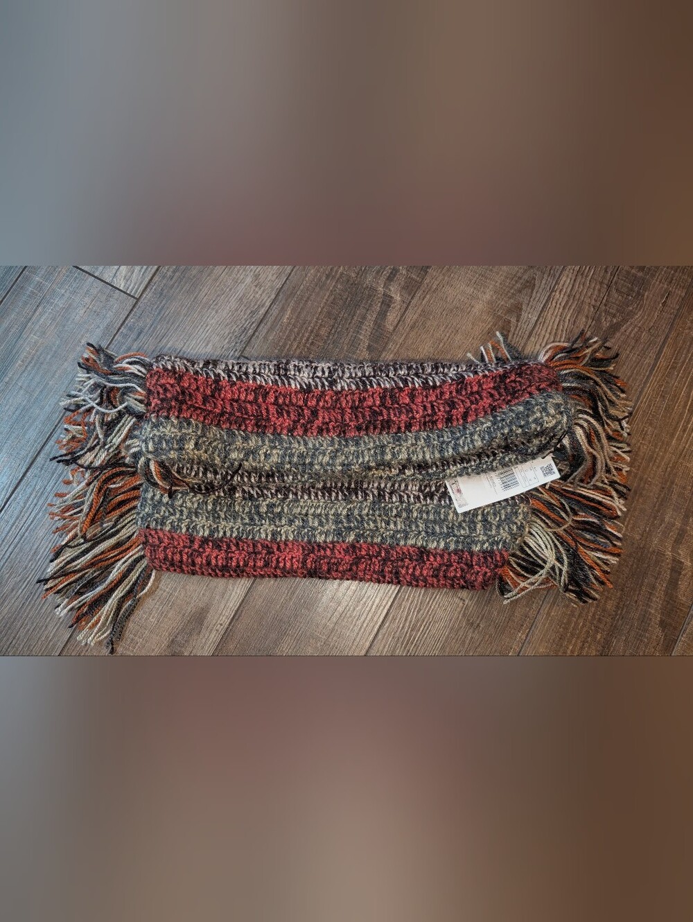 Mango MNG Chunky Knit Fringe Clutch Bag Boho Striped NWT
